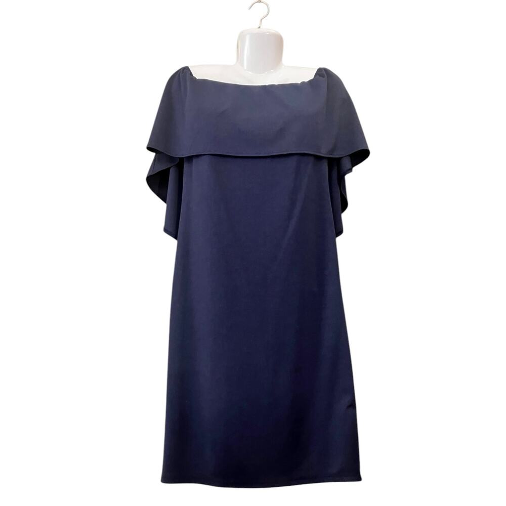 Grace Karin Women's Navy Batwing Sleeve Cape Off-Shoulder Side Zip Dress SZ L